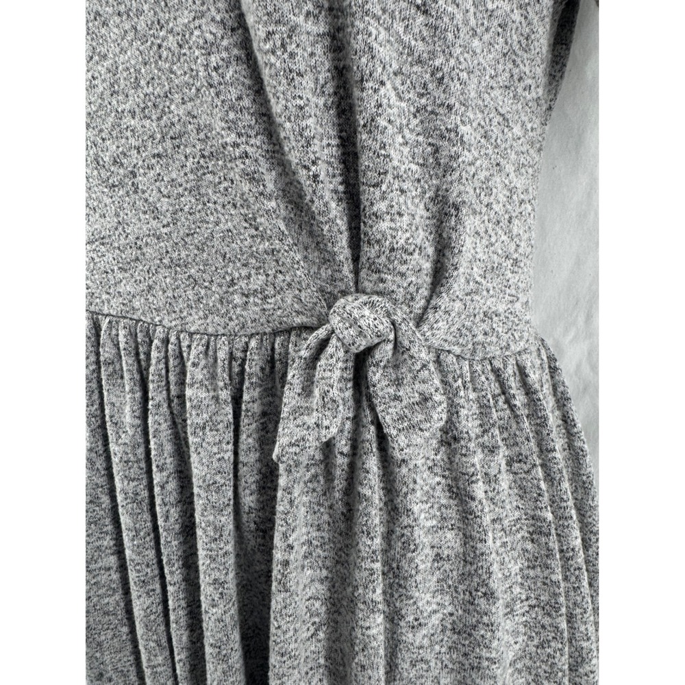 Cat & Jack Girls XL 14/16 Heather Gray Ruffle Sleeve Knot Waist Knit Dress - Picture 3 of 8